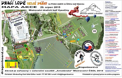 Mapa akce DRAČÍ LODĚ VELKÉ DÁŘKO na pilské nádrži ve Žďáru nad Sázavou